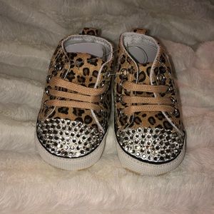 Girls Rhinestone Leopard Print Infant Shoes New